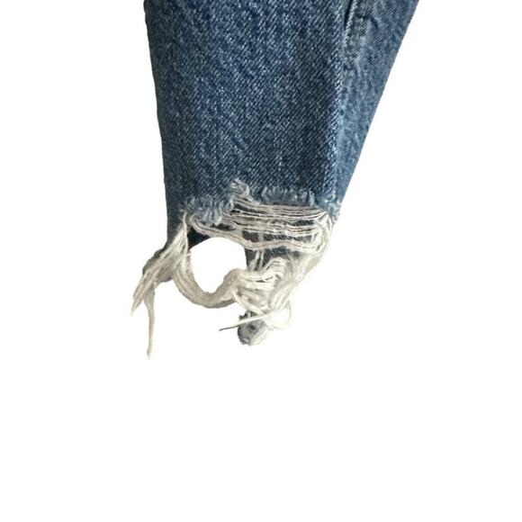 American Eagle Super High Rise Button Fly Distressed Jeans Women's 0 Blue Denim - Picture 6 of 9
